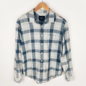 Rails Wyatt Plaid Long Sleeve Button Down Shirt Blue White Seafoam Men’s Size M